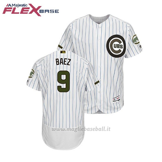 Maglia Baseball Uomo Chicago Cubs Javier Baez 2018 Dia de los Caidos Flex Base Bianco